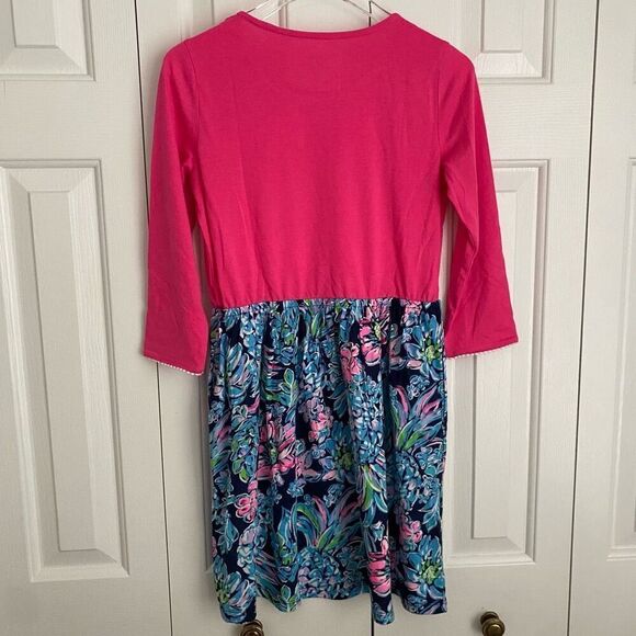 Lilly Pulitzer Girls' Mini Giavanna Dress XL High Tide Navy Pineapple Paradise - Picture 6 of 6